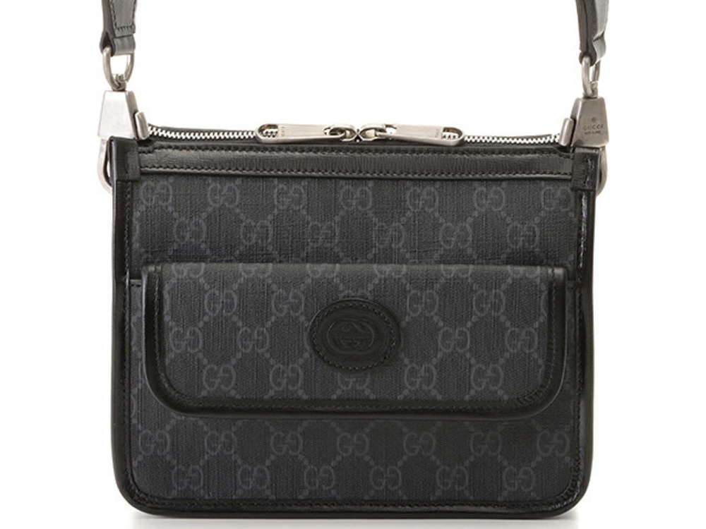 Gucci shoulder bag interlocking G messenger black gray